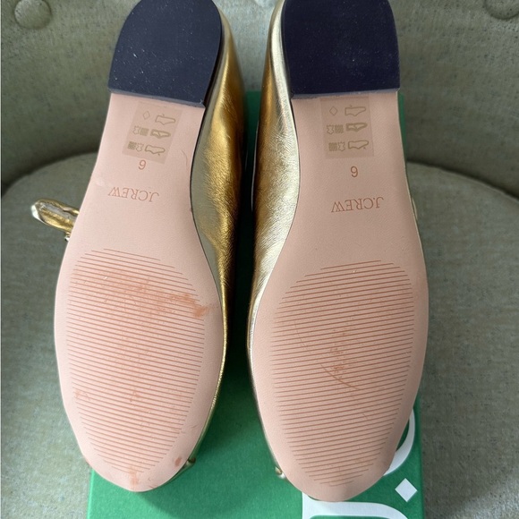 J.Crew Logan Mary Jane Ballet Flats Crinkled Metallic Gold Leather Size 6 NIB - Picture 5 of 7